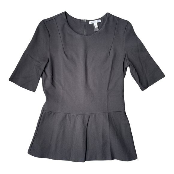 Mango Black Peplum Top Short Sleeve Round Neck Suit Collection - Size Small - Picture 6 of 15
